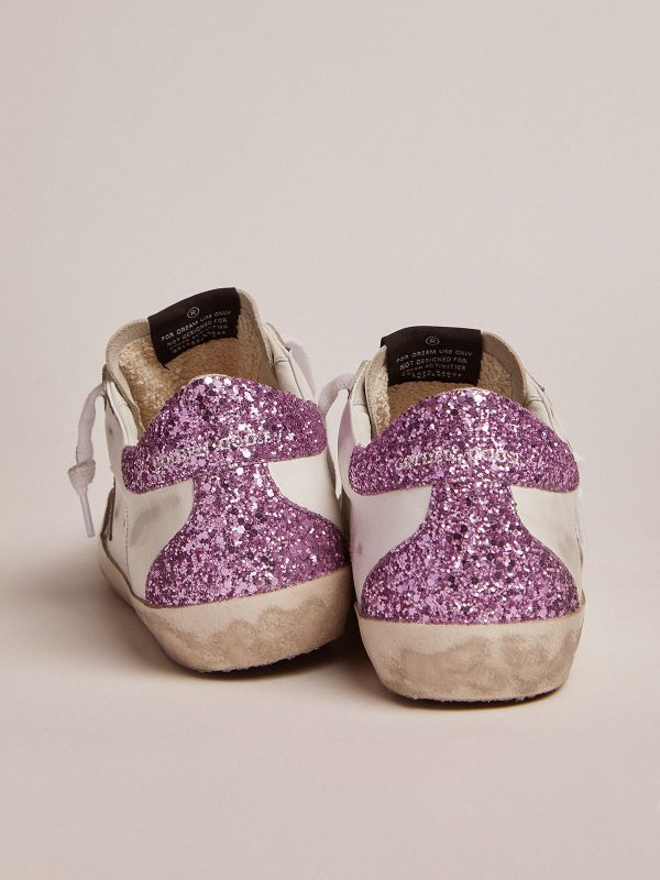 Sup-S sneakers with lavender glitter heel tab and light-blue metallic leather star - Bild 5