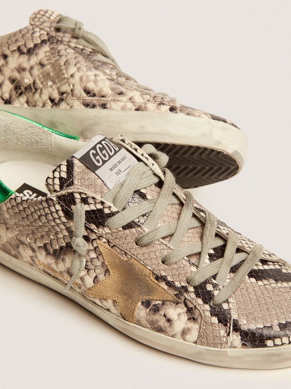 Sup-S LTD sneakers with snake-print leather upper and green laminated leather heel tab - Image 4