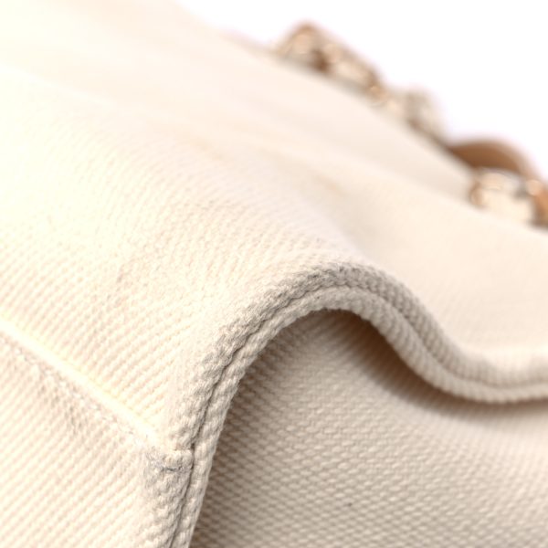 cc Canvas Pearl Large Deauville Tote Ecru Beige - Image 6