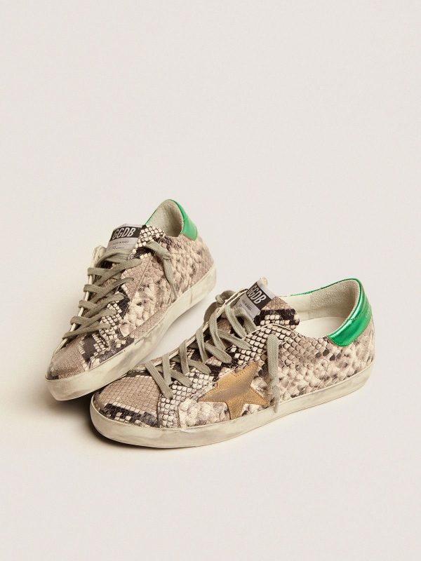 Sup-S LTD sneakers with snake-print leather upper and green laminated leather heel tab - Billede 2