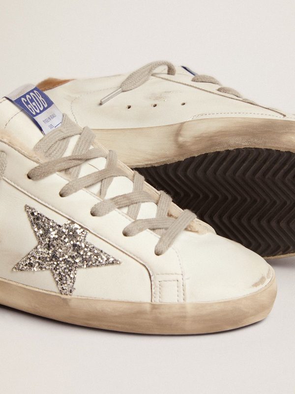 Sup-S sneakers with shearling lining, silver glitter star and lizard-print dove-gray leather heel tab - Bild 4