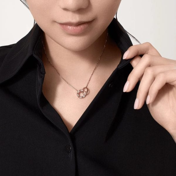 car Love Necklace Interlocking Circles Necklace With Diamond Paved - Billede 5