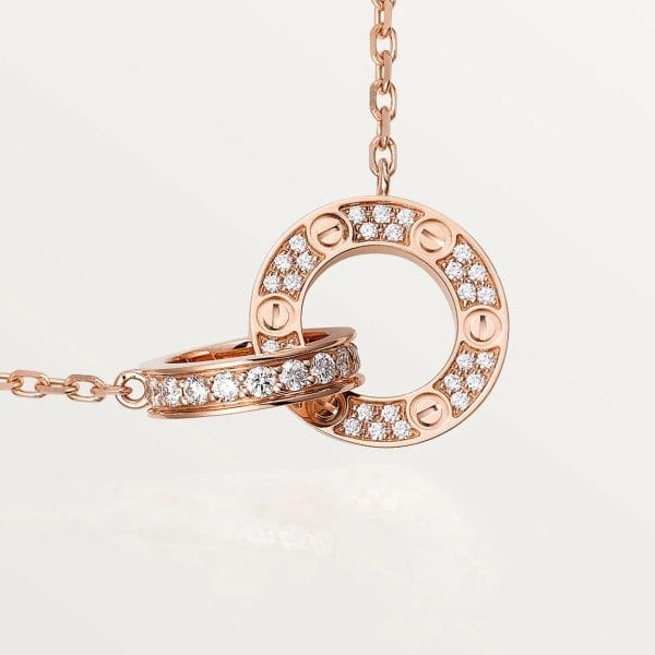 car Love Necklace Interlocking Circles Necklace With Diamond Paved - Billede 3