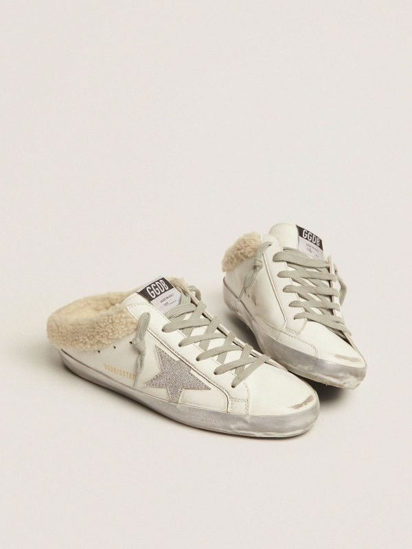 Sup-S Sabots in white leather with shearling lining - Image 2