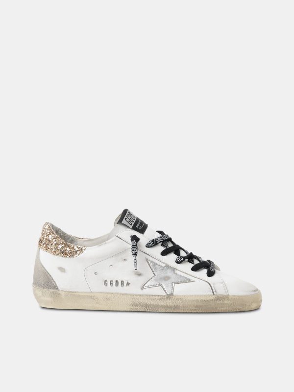 White leather Sup-S sneakers with glittery heel tab