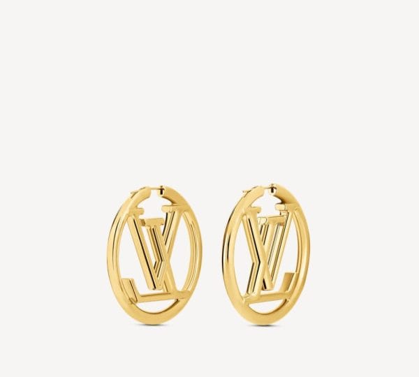 e Hoop Earrings Gold Metal | L Earrings | - Afbeelding 2