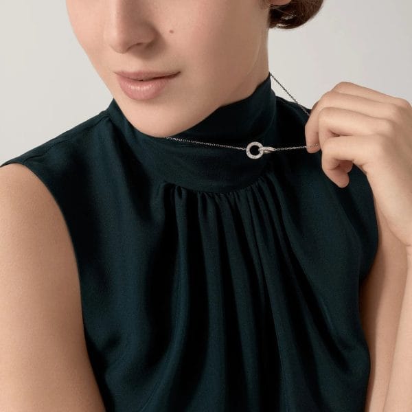 car Love Necklace Interlocking Circles Necklace With Diamond Paved - Billede 9