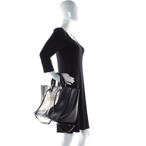 cc Caviar Medium Studded Deauville Tote Black - Image 2