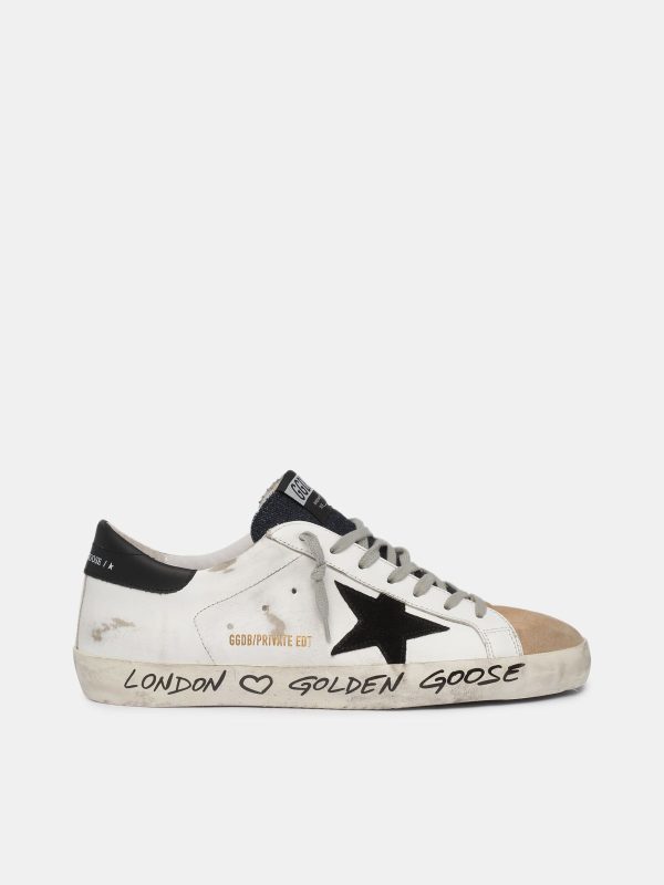 White and beige Sup-S sneakers with handwritten wording