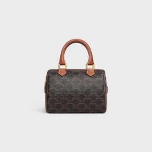 SMALL BOSTON IN TRIOMPHE CANVAS AND CALFSKIN TAN