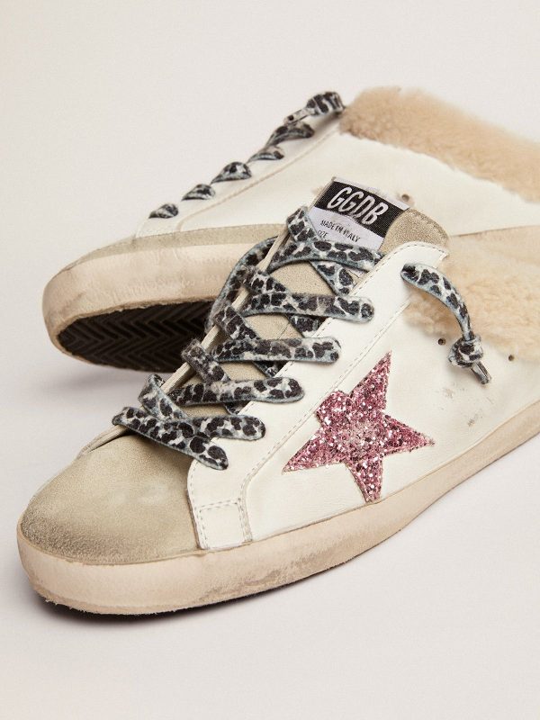 Sup-S Sabots with pink glitter star and shearling lining - Image 4