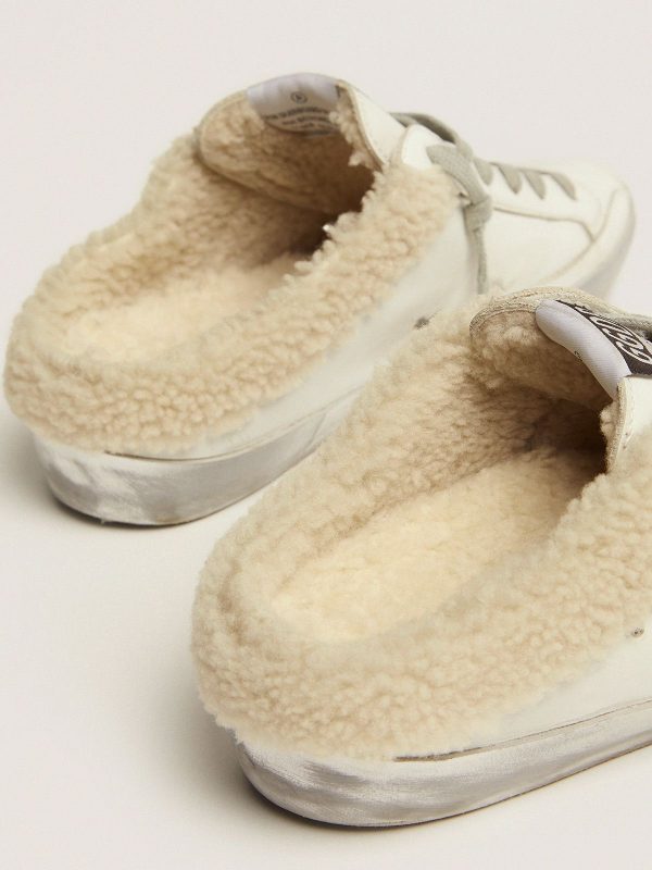 Sup-S Sabots in white leather with shearling lining - Image 5