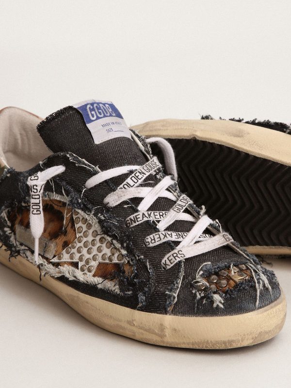 Sup-S LAB sneakers in denim and leopard-print pony skin - Image 3