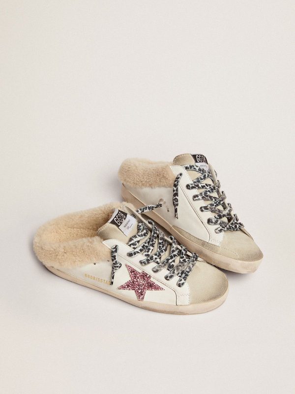 Sup-S Sabots with pink glitter star and shearling lining - Image 2