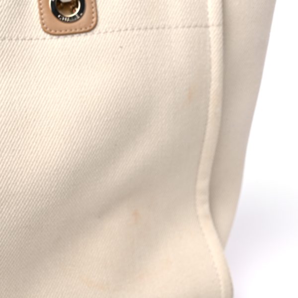 cc Canvas Pearl Large Deauville Tote Ecru Beige - Image 5