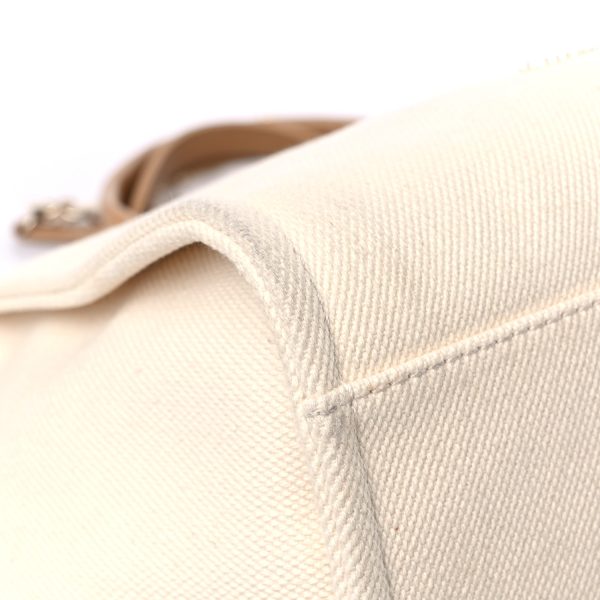 cc Canvas Pearl Large Deauville Tote Ecru Beige - Image 10