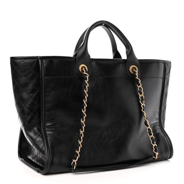 cc Calfskin Charms Medium Deauville Tote Black - Image 2