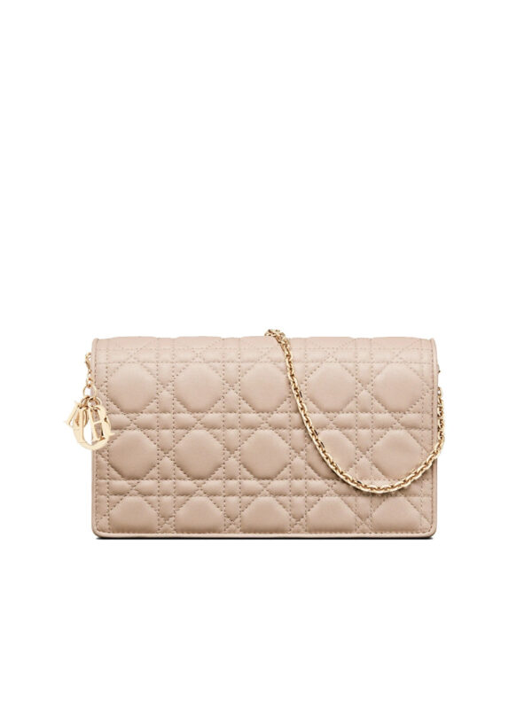 D Lady D Pouch in Hazelnut Cannage Lambskin