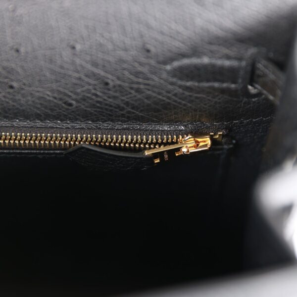 H Kelly Sellier 25 Black Ostrich Gold Hardware - Bild 8