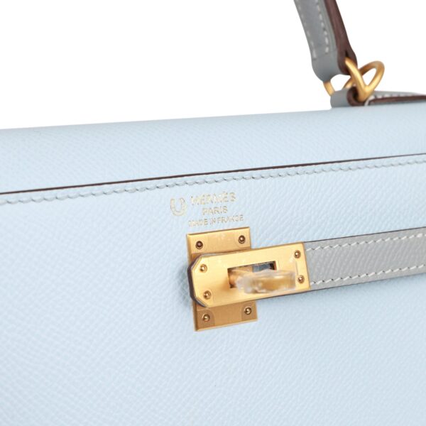 H Special Order (HSS) Kelly Sellier 25 Bleu Brume and Bleu Glacier Epsom Brushed Gold Hardware - Image 6