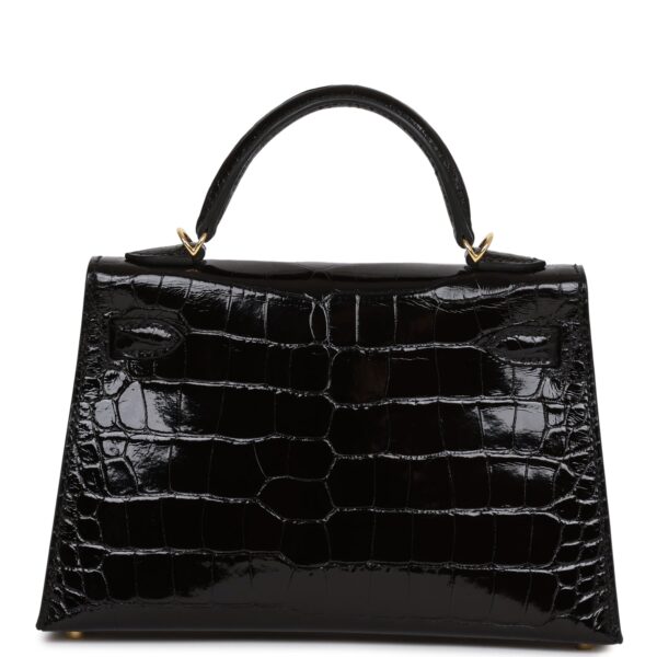 H Kelly Sellier 20 Black Shiny Alligator Gold Hardware - Immagine 3