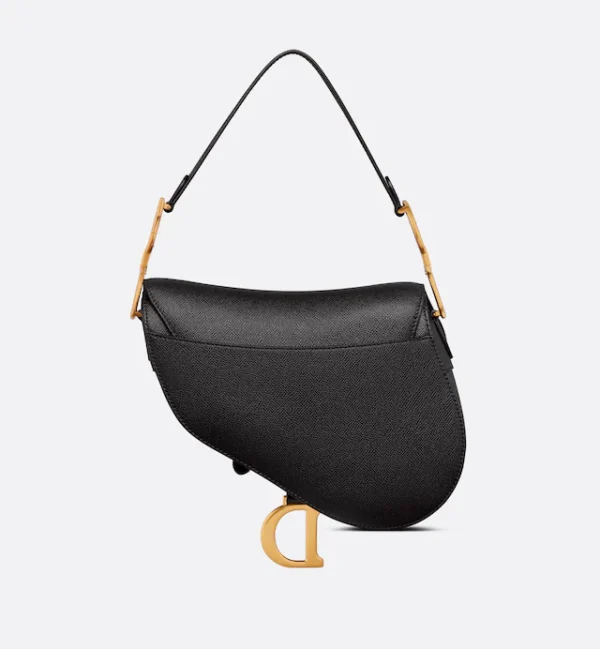 CHRISTIAN D Grained Calfskin Saddle Bag Black - Image 5