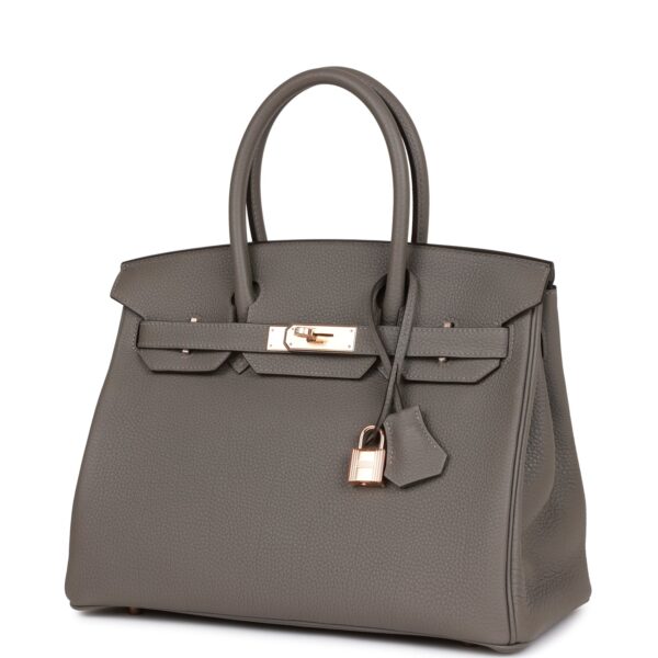 H Birkin 30 Gris Meyer Togo Rose Gold Hardware - Image 4
