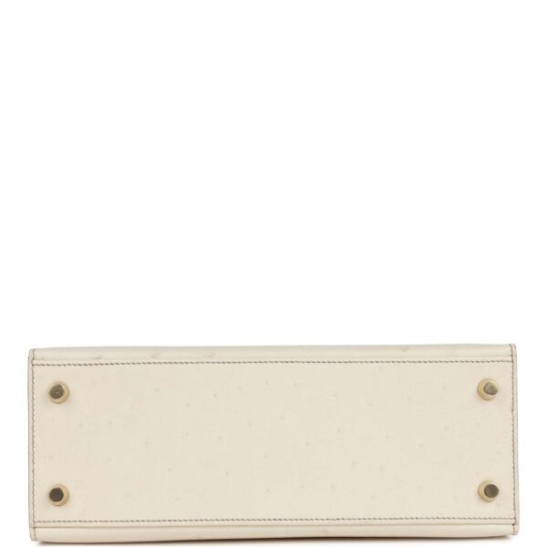 H Special Order (HSS) Kelly Sellier 25 Beton and Gris Asphalte Ostrich Gold Hardware - Afbeelding 5