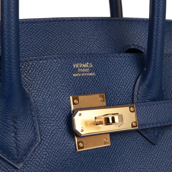 H Birkin 30 Bleu Saphir Epsom Gold Hardware - Immagine 6