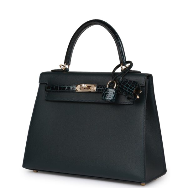 H Kelly Sellier 25 Vert Rousseau Madame and Shiny Niloticus Crocodile Touch Gold Hardware - Bild 4