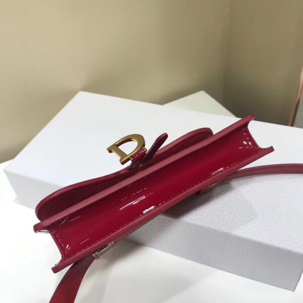 D Saddle Belt Bag In Red Patent Leather - Billede 2