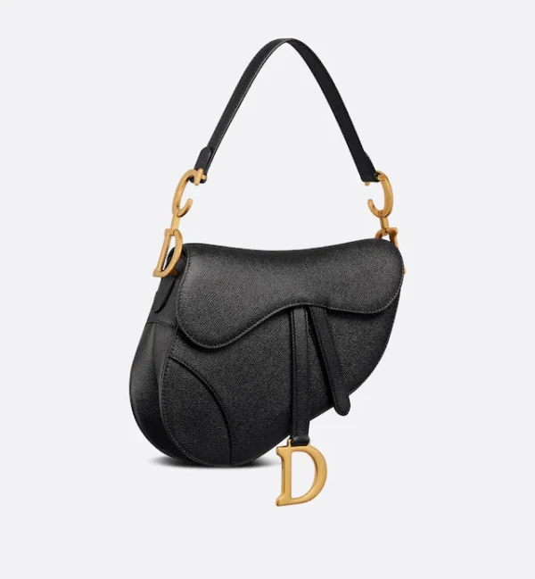 CHRISTIAN D Grained Calfskin Saddle Bag Black - Image 4
