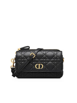 D D Caro Pouch in Black Supple Cannage Lambskin