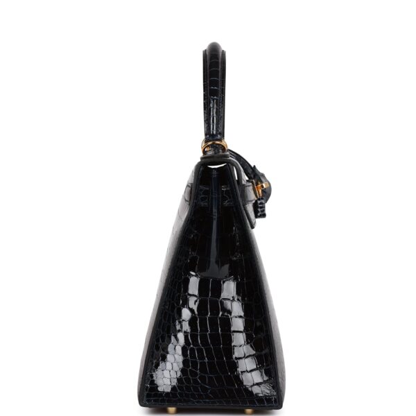 H Kelly Sellier 28 Bleu Baltique Shiny Porosus Crocodile Gold Hardware - Bild 2