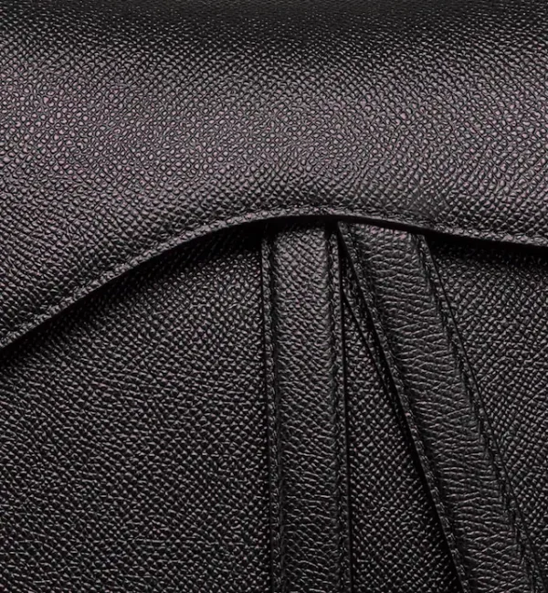 CHRISTIAN D Grained Calfskin Saddle Bag Black - Image 7