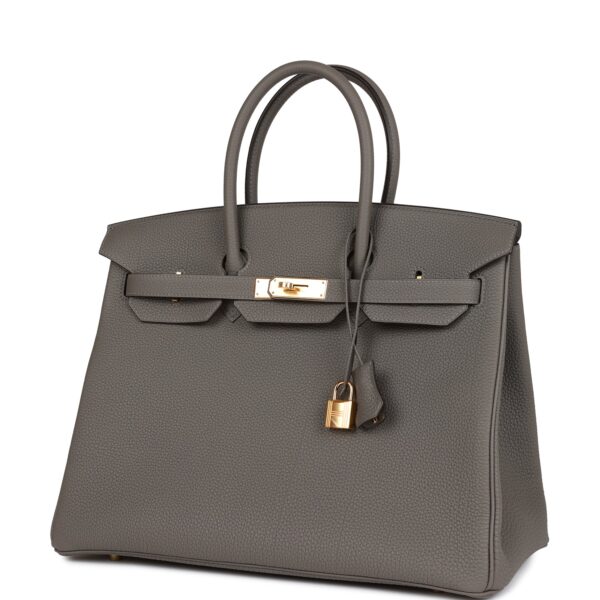 H Birkin 35 Gris Meyer Togo Gold Hardware - Immagine 4