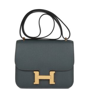 H Constance 18 Bleu Orage Epsom Gold Hardware