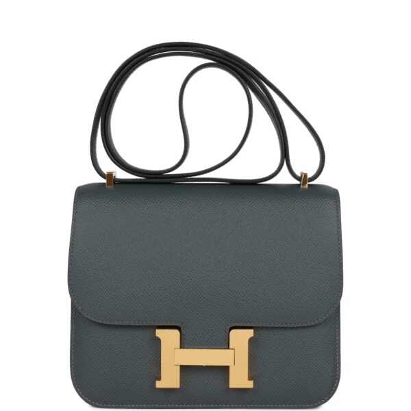 H Constance 18 Bleu Orage Epsom Gold Hardware
