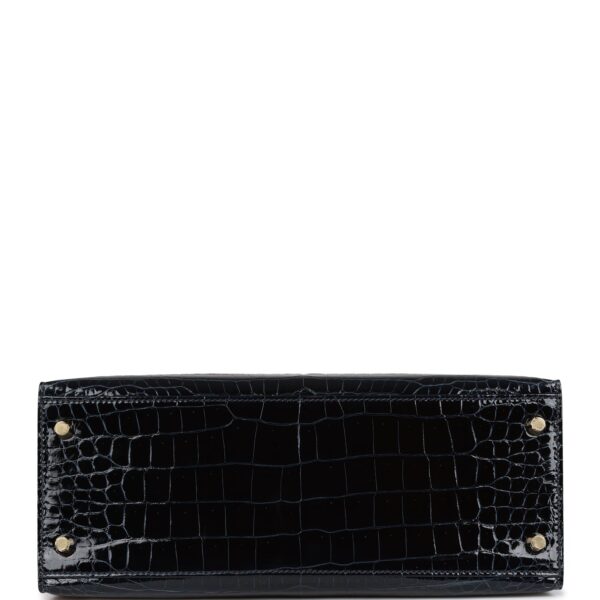 H Kelly Sellier 28 Bleu Baltique Shiny Porosus Crocodile Gold Hardware - Bild 5