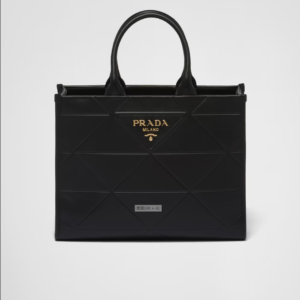 PP big size leather Symbole bag with topstitching - Black