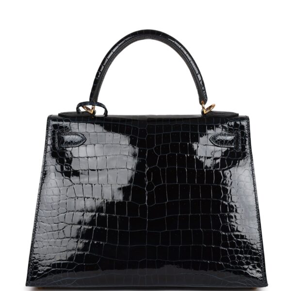H Kelly Sellier 28 Bleu Baltique Shiny Porosus Crocodile Gold Hardware - Bild 3