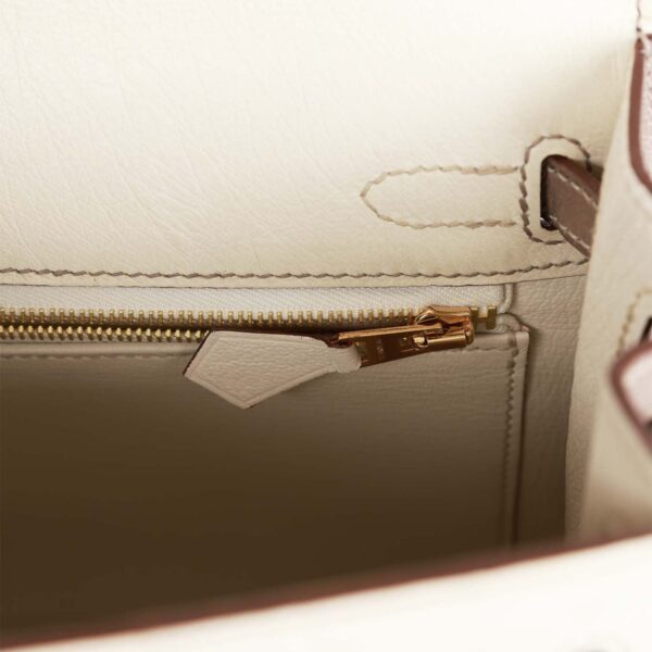 H Special Order (HSS) Kelly Sellier 25 Beton and Gris Asphalte Ostrich Gold Hardware - Afbeelding 8