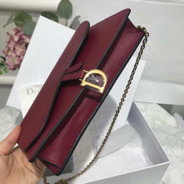 D Bordeaux Calskin Saddle Chain Clutch - Bild 6