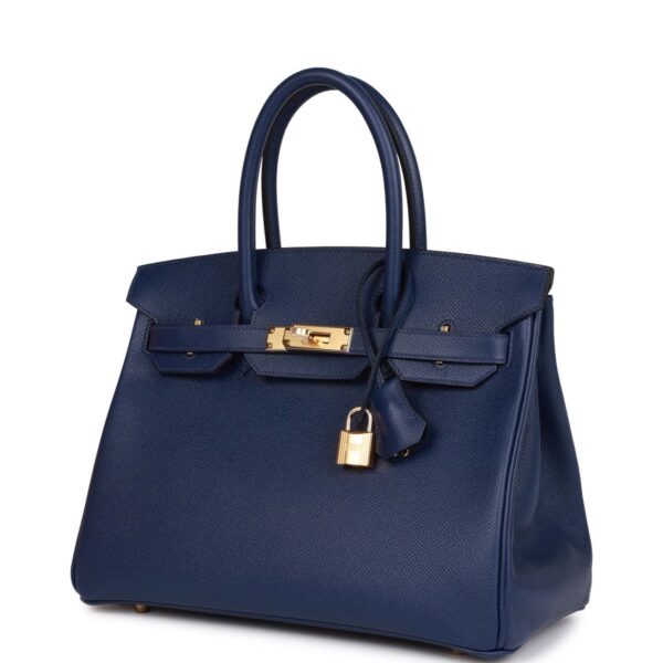 H Birkin 30 Bleu Saphir Epsom Gold Hardware - Immagine 4