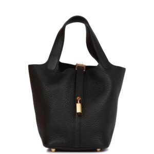H Picotin Lock 18 Black Clemence Gold Hardware