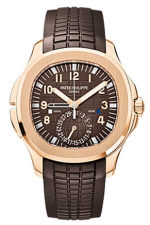 PP Aquanaut Brown Embossed Arabic Dial Rose Gold Composite Men's Watch 5164R-001