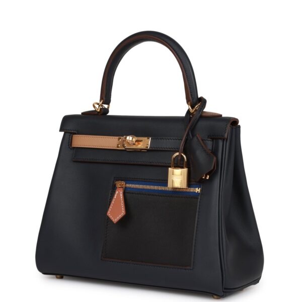 H Colormatic Kelly Retourne 25 Caban, Black and Chai Swift Gold Hardware - Image 4