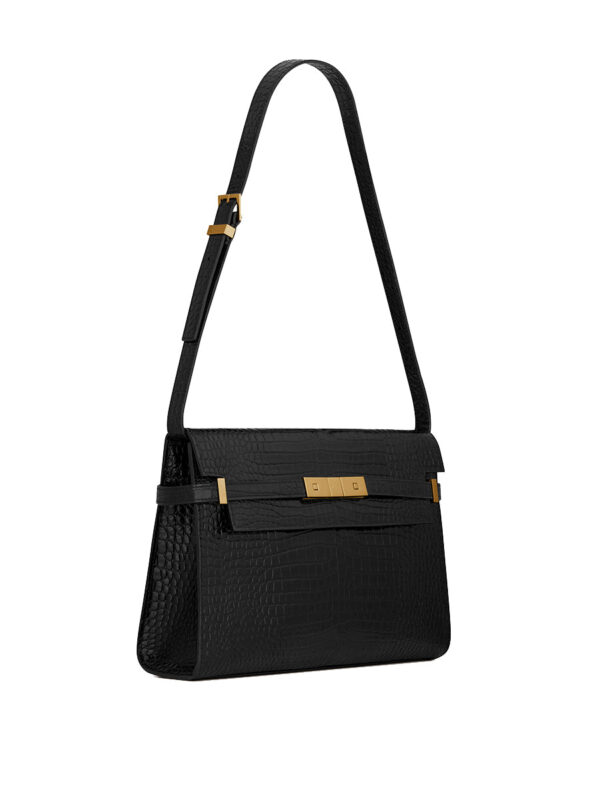 Y Manhattan Shoulder Bag in Crocodile Embossed Shiny Leather - Image 2