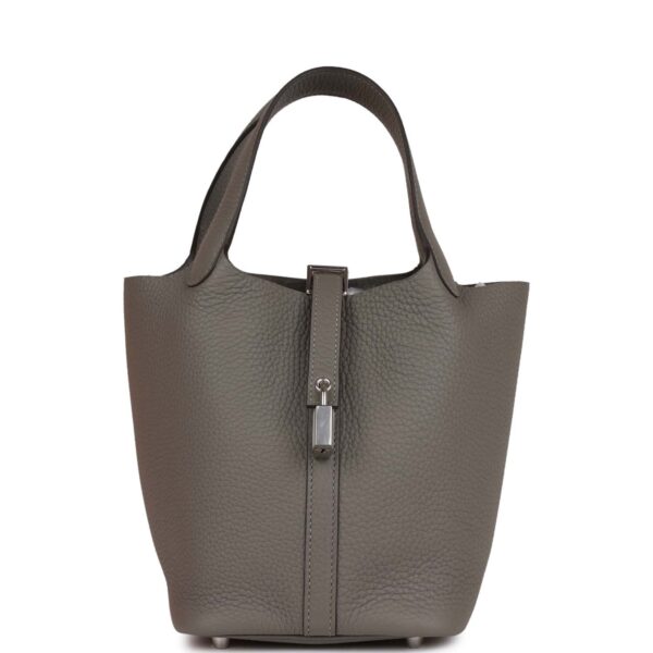 H Picotin Lock 18 Gris Meyer Clemence Palladium Hardware