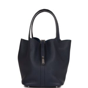 H Picotin Lock 18 Bleu Nuit Clemence and Matte Alligator Touch Palladium Hardware